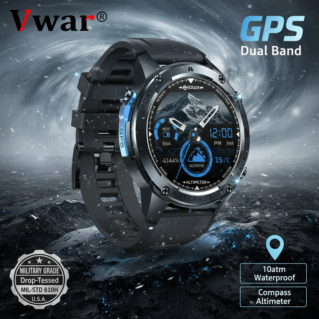 

VWAR GPS Smart Watch Built-in Dual-band GNSS Compass Barometric Altimeter 5 ATM BTCall Military Smartwatch Men for Xiaomi IOS