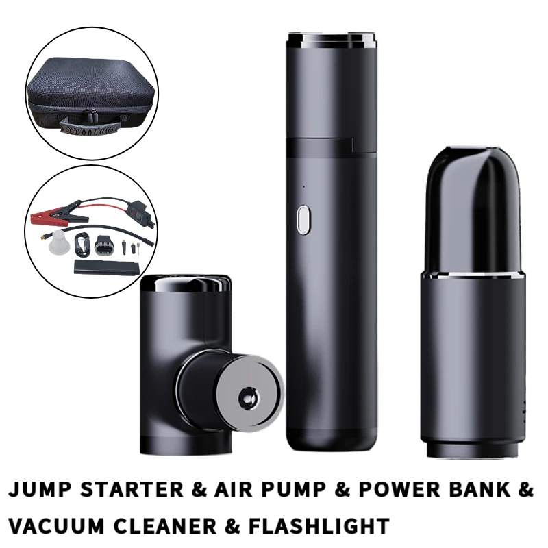 Car Jump Starter 5 In 1 Pump Air Compressor Power Bank Vacuum Cleaner Emergency Outdoor Starting Device Digital Tire Inflator