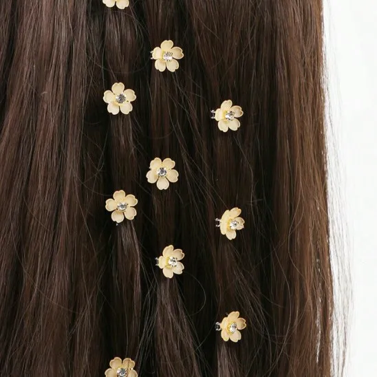 

10PCS Small Flower Bean Clip Set for Women Girls Delicate Braid Decoration Hair Accessory Back Head Side Premium Portable