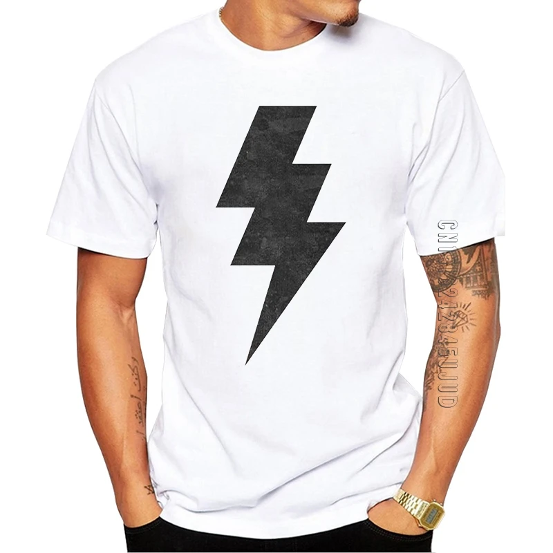 100% Cotton Hipster Men T-Shirt Short Sleeve Lightning Bolt Printed Graphic Tshirt O-Neck Cool Tops Funny Tees