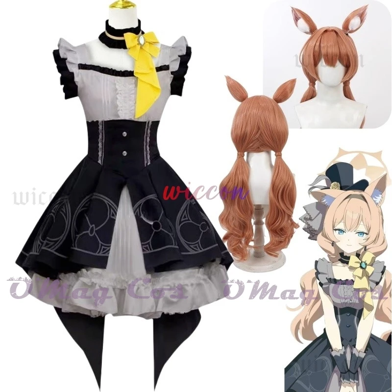 Anime Game Blue Archive Iochi Mari Cosplay Costume Women Girl Dress Wig Headwear Full Set Dress Necklace Carnival Costume