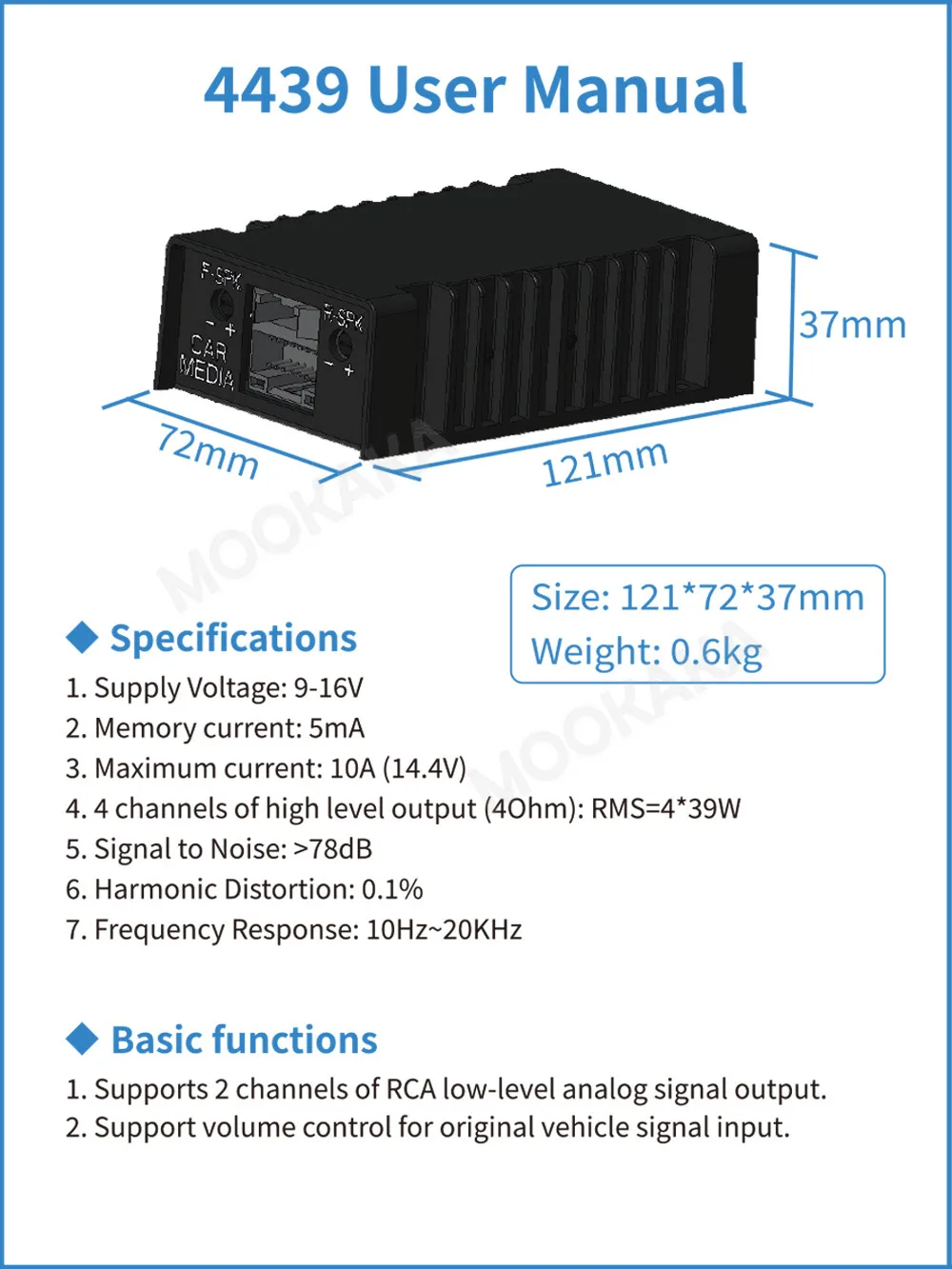 

DSP Digital Power Amplifier Ultra-low Distortion High Power Stereo Sound Amp 2-channel RCA/4-channel high level output