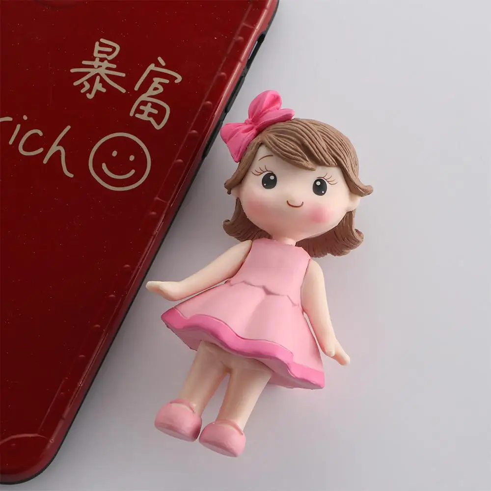 Girl Birthday Cake Decoration Little Princess Pink Bow Girl Plastic Stereoscopic Doll Decoration Figurine Miniatures Baby Shower