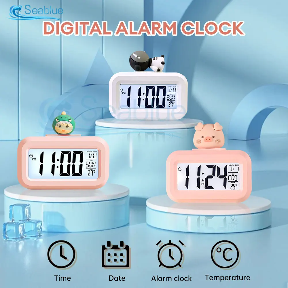 LED Digital Alarm Clock Backlight Snooze Data Time Calendar Desktop Multifunction Electronic Backlight Table Clock