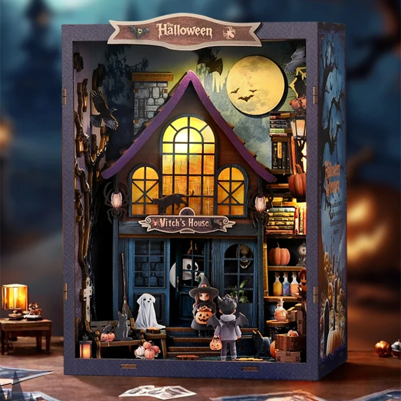 

Retro DIY Wooden Castle Wonderful Night House Figurines Miniatures Kits With LED Lights Home Decoration For Adult Handmade Gifts