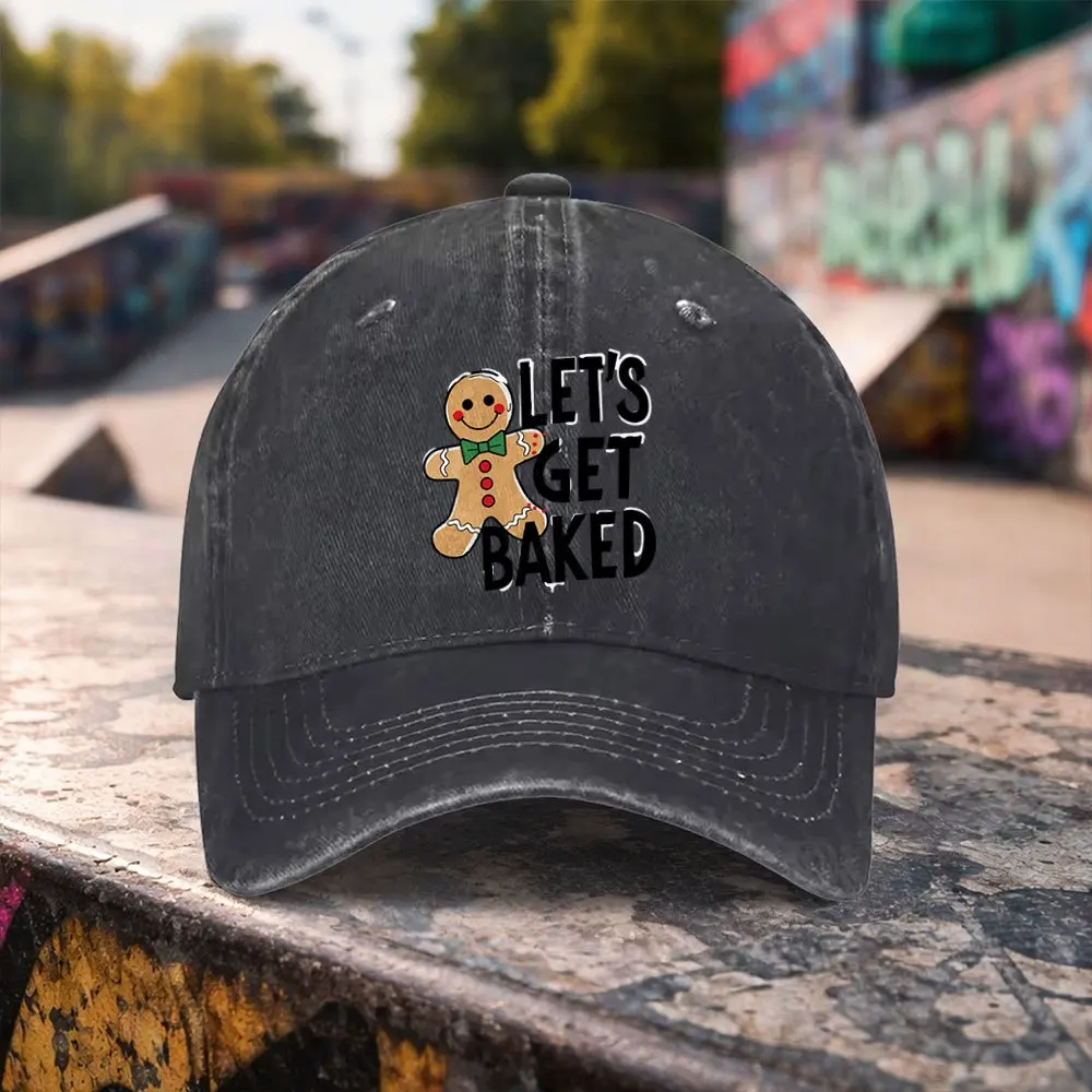 1pc Gingerbread for Man Print Duckbill Cap - Unisex Washed Baseball Hat Suitable for Outdoor Sports, Machine Washable, Lightweig