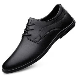 Chaussures en cuir véritable amissié pour hommes, respirantes, confortables, plates, décontractées, pour le bureau