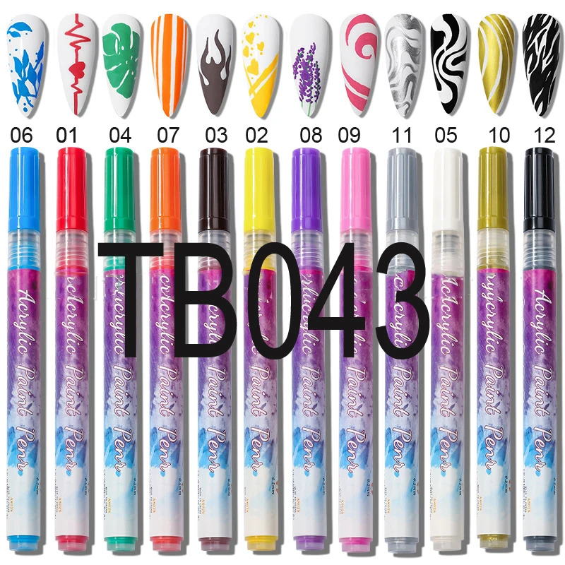 

12Colors Nail Art Graffiti Pen Set DIY Graffiti Smudge Drawing Nail Painting Pen 1*Kit Colorful Liner Brush Drawing Pen TD126K