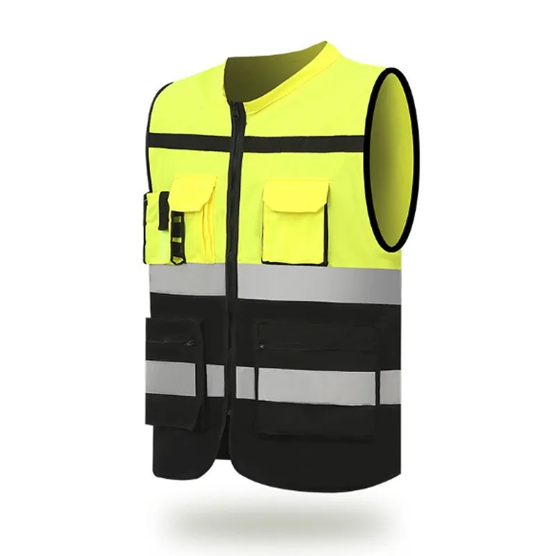 Hot High Visibility Security Reflecterende Vest Zakken Design Reflecterend Vest Buitenverkeer Veiligheid Fietsen Hardlopen