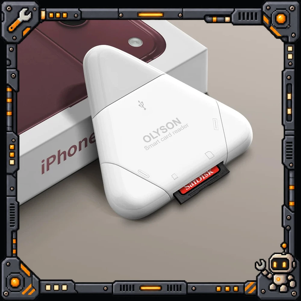 OLYSON USB 2.0 3-in-1 Card Reader USB-C USB-A Lightning SD TF Memory Card Adapter for Phones Tablets Computers