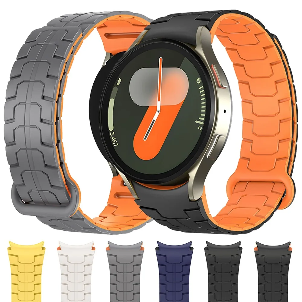 

MEN Silicone Loop Strap for Samsung Galaxy Watch 7 6 5 4 44mm 40mm Magnetic Sports Band for Galaxy Watch 4/6 Classic 5 Pro 45mm