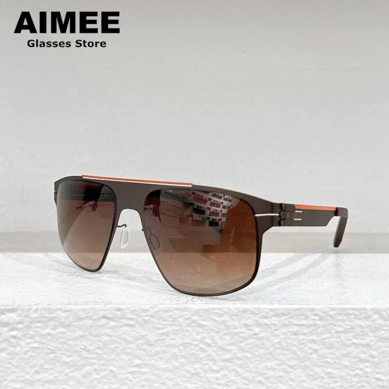 Berlin Brand Fashion Sunglasses Stainless Steel Anti-reflection Sun Glasses Men Women Big Size No Screw Ultralight Eyeglasses