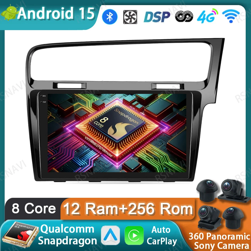 

Автомобильный радиоприемник Android 15 для Volkswagen VW Golf 7 MK7 GTI 2013-2017 Беспроводной Carplay Auto DVD DSP BT 4G LTE Стерео Авторадио 5G WIFI