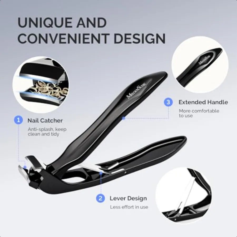 Wide Jaw Opening Nail Clippers Toenail Clippers for Seniors Thick Nails Angled Head Large Nail Clippers for Men Women with Nail