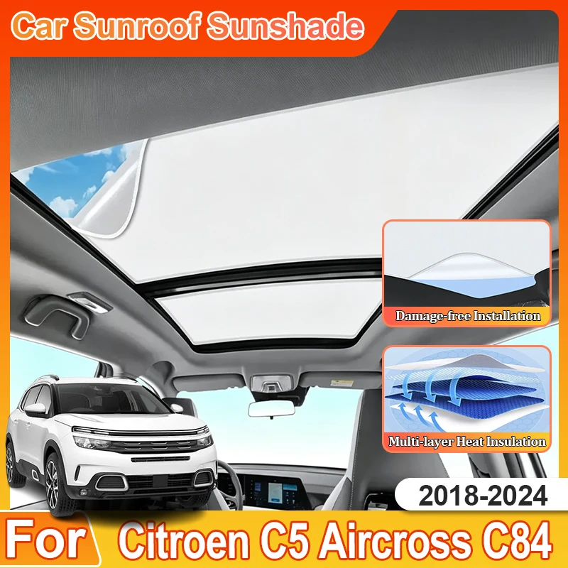 For Citroen C5 Aircross Accessories C84 2018~2024 2023 2022 Sun Protection Heat Insulation Sun Visor Anti UV Sunroof Sunshade