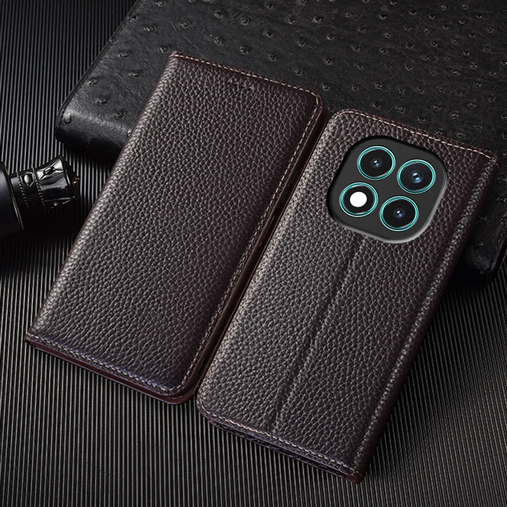 

Litchi Pattern Genuine Leather Flip Case For Redmi Note 12 12S 13 14 14S 15 Pro Plus Turbo 4G 5G Cover Card Cases Scratch Proof