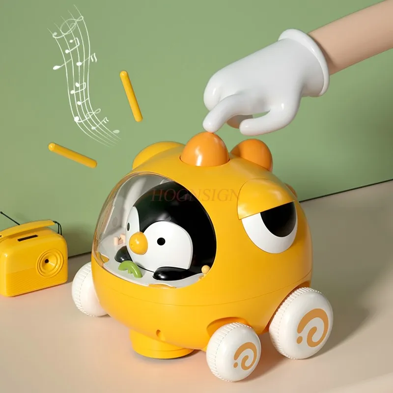 Giocattolo per bambini con suono pinguino universale elettrico, bambino 0-1 anni, apprendimento a gattonare, prevenzione automatica degli ostacoli