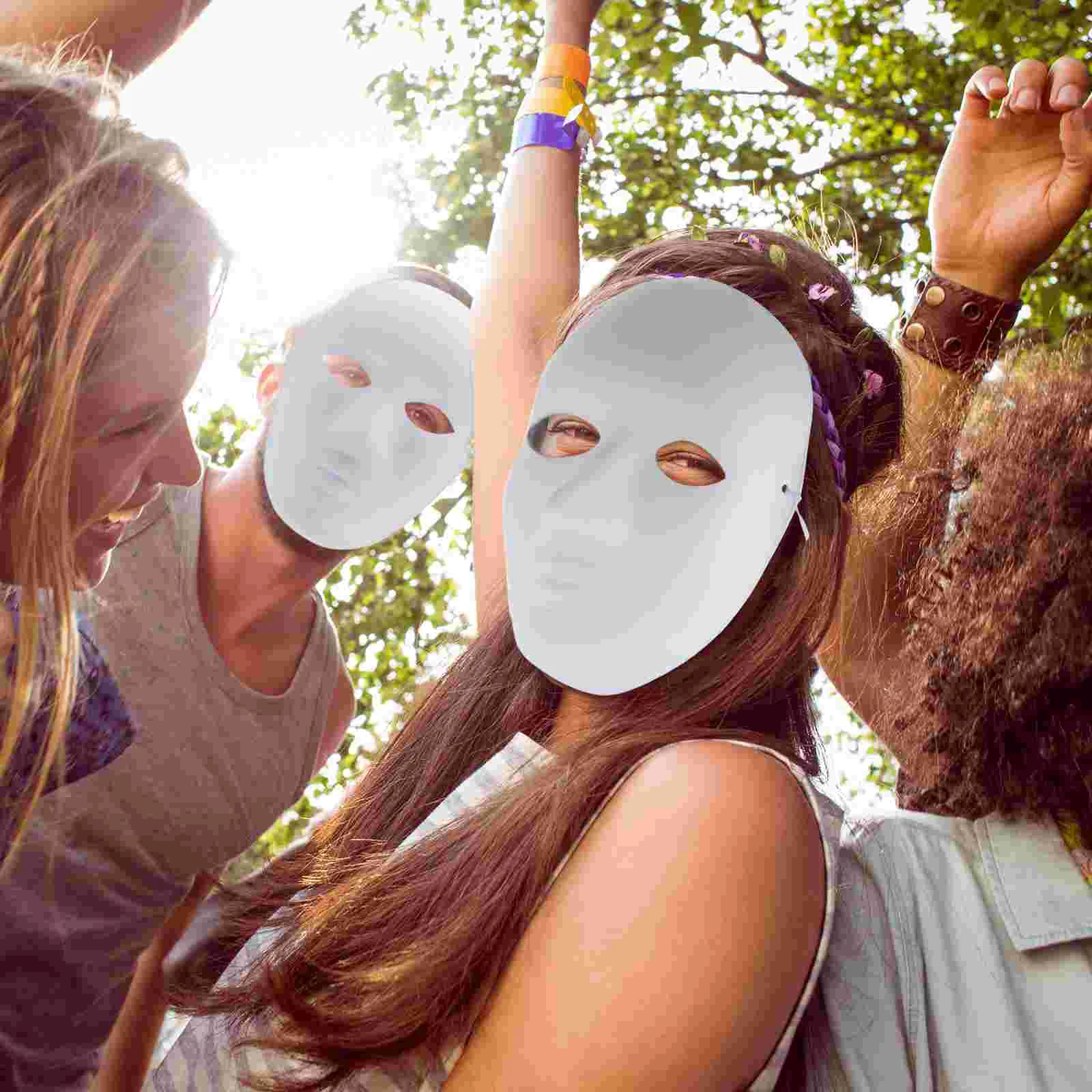 9 Pcs Blank Mask DIY Hand-painted Masks Masquerade Props Supplies White Embryo Face Paper Cosplay Accessories