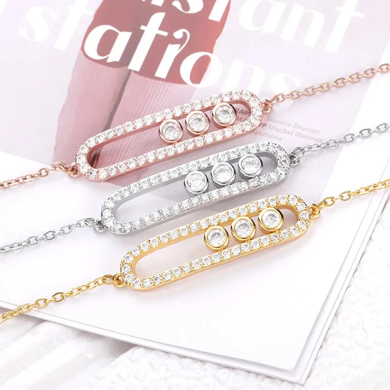 Exquisite and G&D fashionable zircon, titanium steel minimalist bracelet, suitable for women\'s jewelry gifts