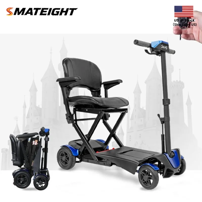 

Remote Control Foldable Electric Mobility Scooter with Suspension for Senior, Lightweight 4 Wheels Electric Powered Scooter