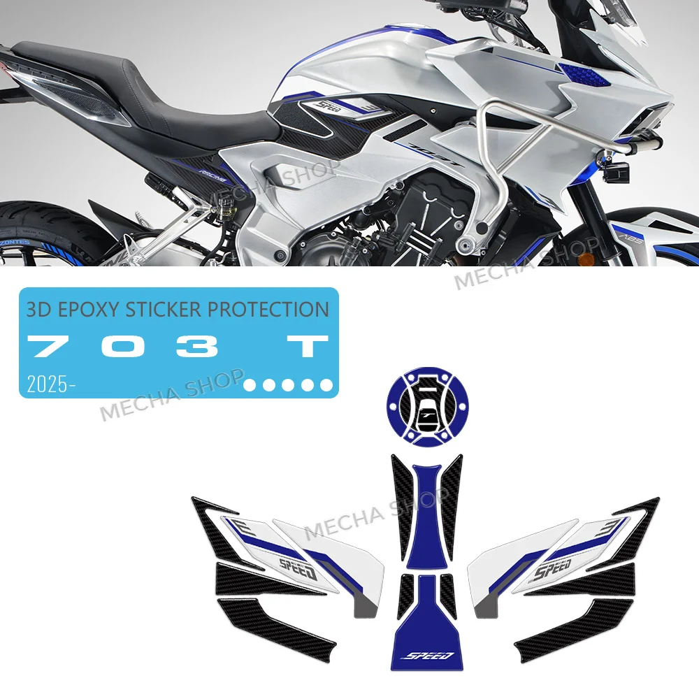 

703T 2025 Motorcycle Accessories 3D Epoxy Protection Sticker Decal For Zontes 703 T Tank Mat Decal Kit