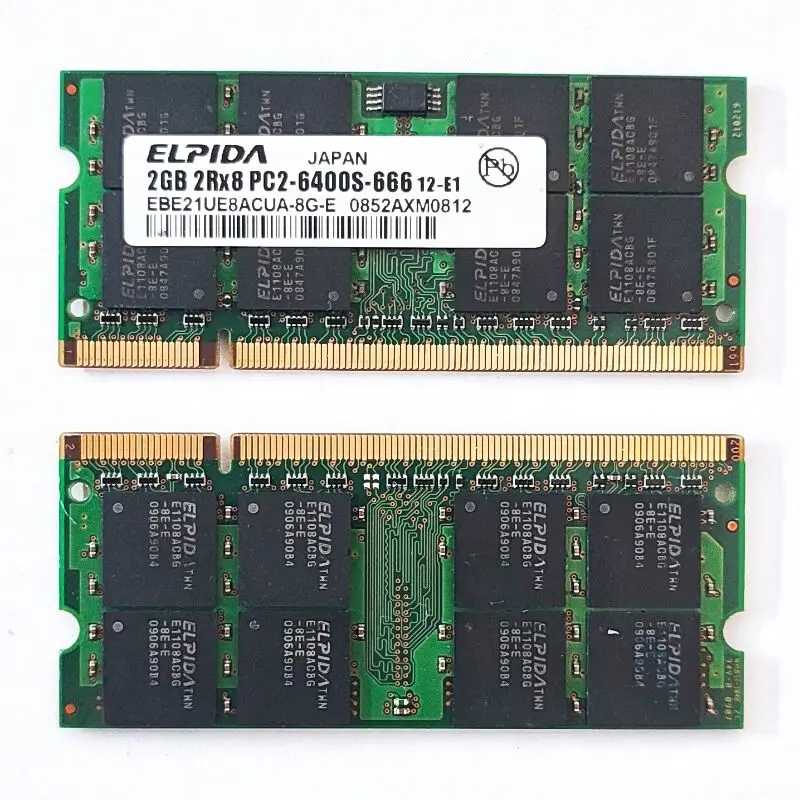 ELPIDA RAM 노트북 메모리, DDR2 2GB, 800MHz, 2GB, 2RX8 PC2-6400S-666, 1.8v, 2GB 800