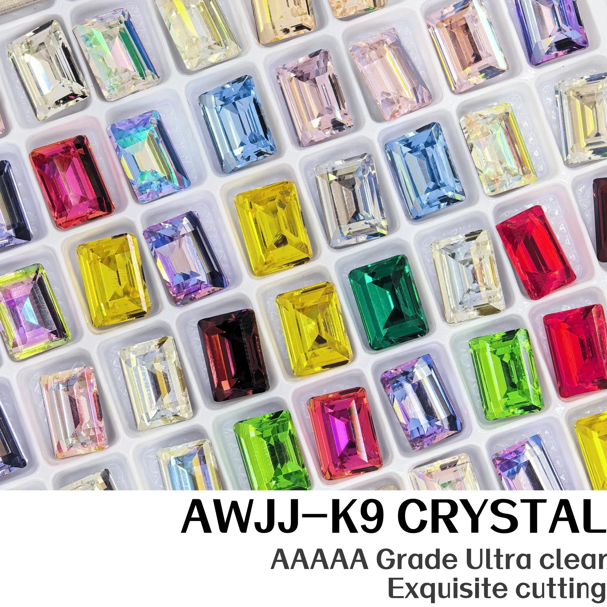 6*8mm Rectangle 5 Step Cut K9 Crystal Rhinestones 3D Layered Facets Board Pack Nail Art Jewelry Decor