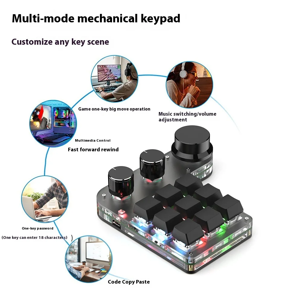 Imagem -03 - Teclado Mecânico sem Fio Personalizado Copiar e Colar Teclado Periférico Atalho Multifuncional Botões 12 Chaves Chaves