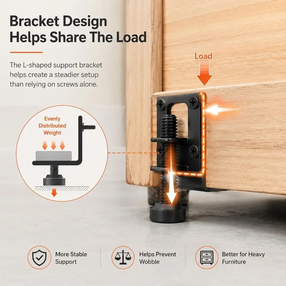4pcs Adjustable Height Furniture Leveling Feet Non-Scratch Anti-slip Chair Side Bracket L Shape Versatile Leveling Legs Home