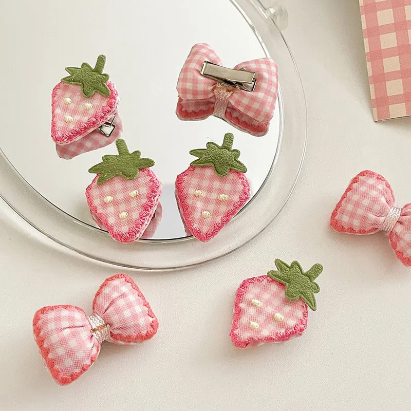

Pink Strawberry Women's Hairpin Korean Fashion Luxury Sweet Style Gift Party Vacation Side Clip Women's Hair Accessories 2025
