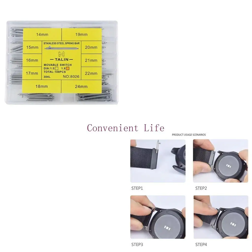 

L1EE Pins Lugs Links 1.8mm/1.5mm Quick Release Pin 24mm Switch Spring Bar for Watches