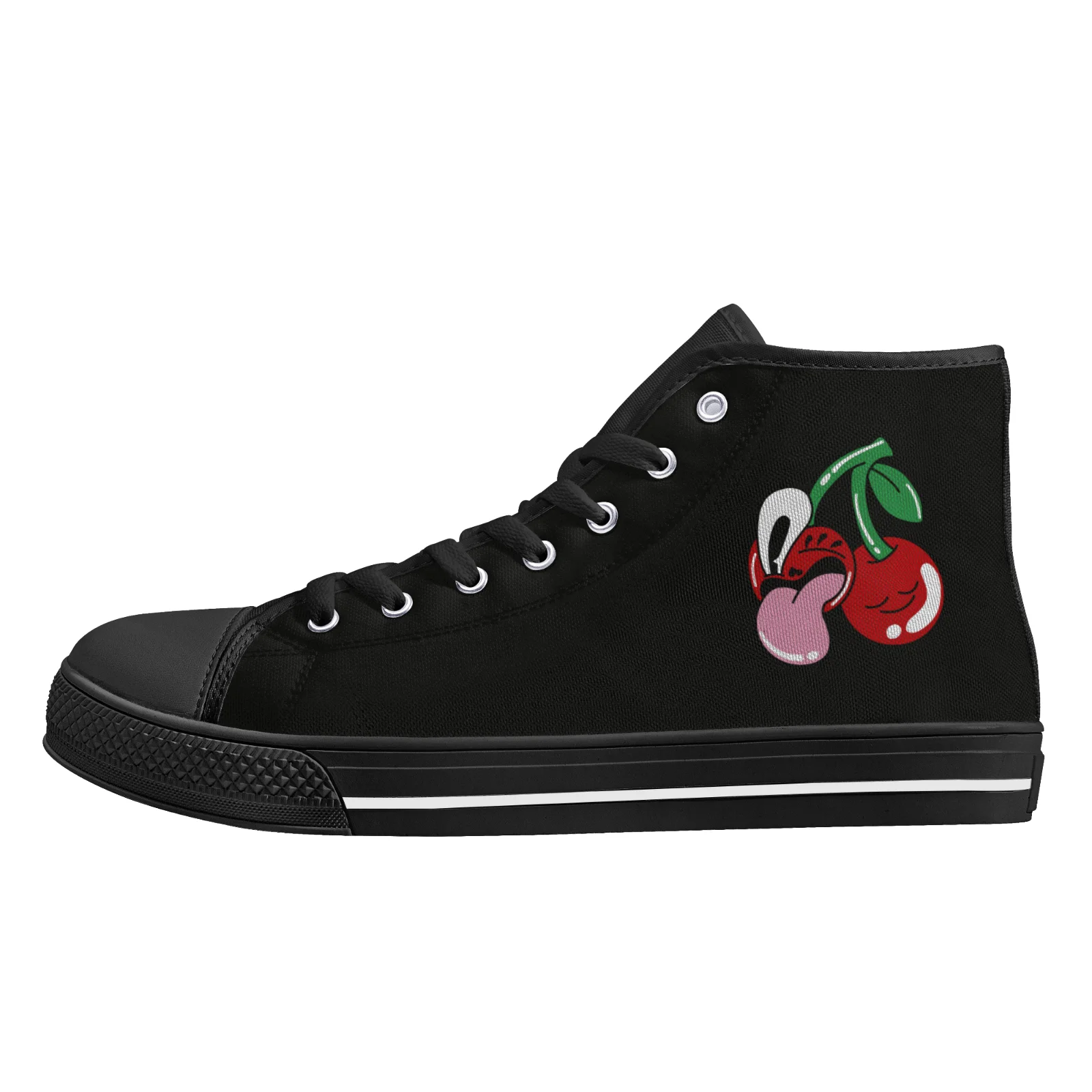 

Custom Shoes Cute Cherry Prints Classic High Top Canvas Shoes Vulcanized Shoes Flats Teens Girls Sneakers Footwears Size
