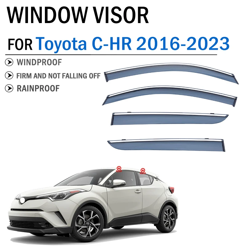 

2016-2023 FOR Toyota CHR C-HR Window Visor Deflector Visors Shade Sun Rain Guard Smoke Cover Shield Awning Trim Car Accessories