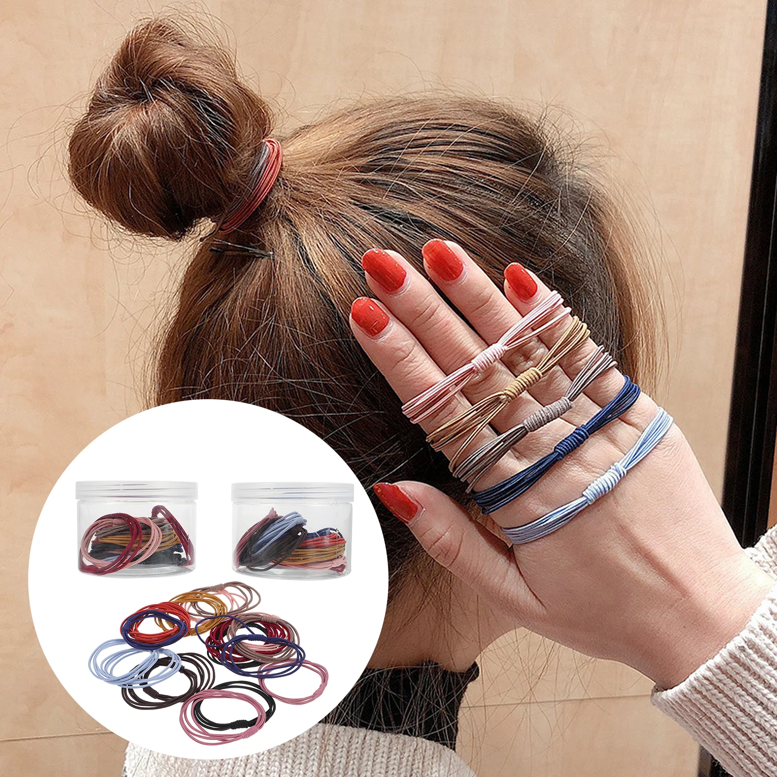 

40pcs All-Match Elastic Bands Durable Simple Accessories Ladies Girls Long-Lasting Tie Stylish Fresh Color Headband Pure