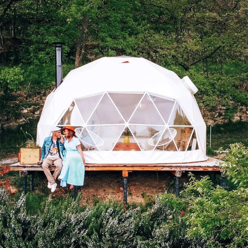 

8 m 0diameter igloo geometric steel shelter structure hotel luxury house Outdoor geo glamping round dome tent