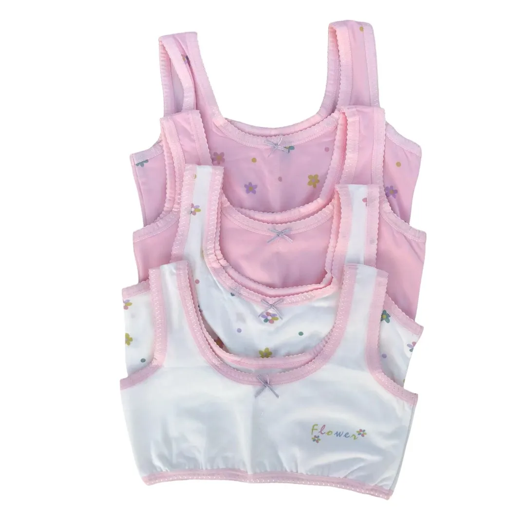 مجموعة ملابس داخلية للفتيات من القطن قابلة للتنفس، حمالة صدر مطبوعة لطيفة، قميص كومبو للأطفال بمقاسات 130-160