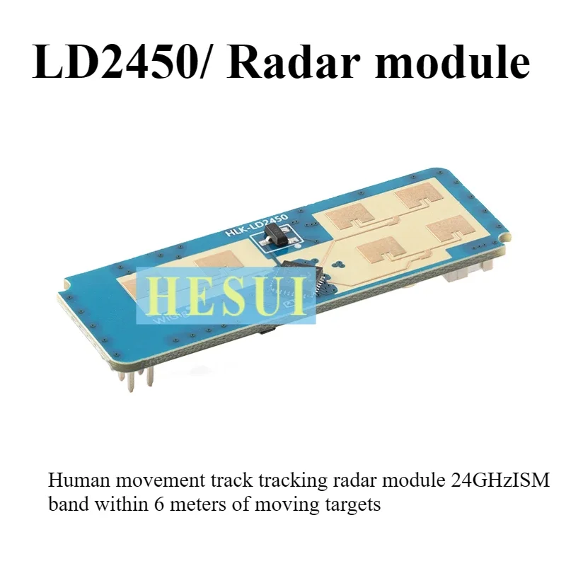 Original authentic LD2450-24G human movement tracking track radar module is mounted in wall-mounted mode