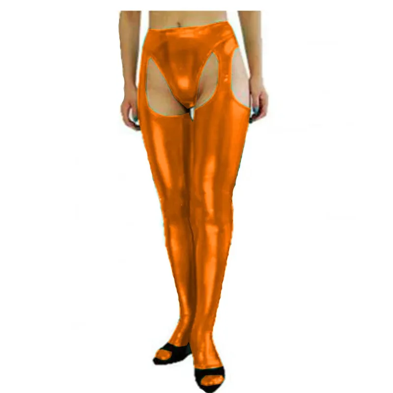 

COSda@20 Colors Hollow Out Hot Sexy Stockings Women Footed Pencil Leggings Exotic Shiny Metallic Pants Novelty Nightclub Costume