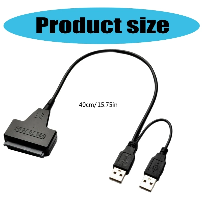 USB to SATAs Adapter Cable for 2.5inch SSDs/HDD, Fast Speed Data Transfer with Two USB Port and LED Activity