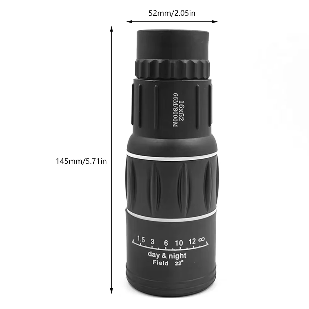 Telescopio monocular HD 16x52 Ipx4 impermeable campo de visión de larga distancia estabilización de imagen para observación de vida silvestre senderismo