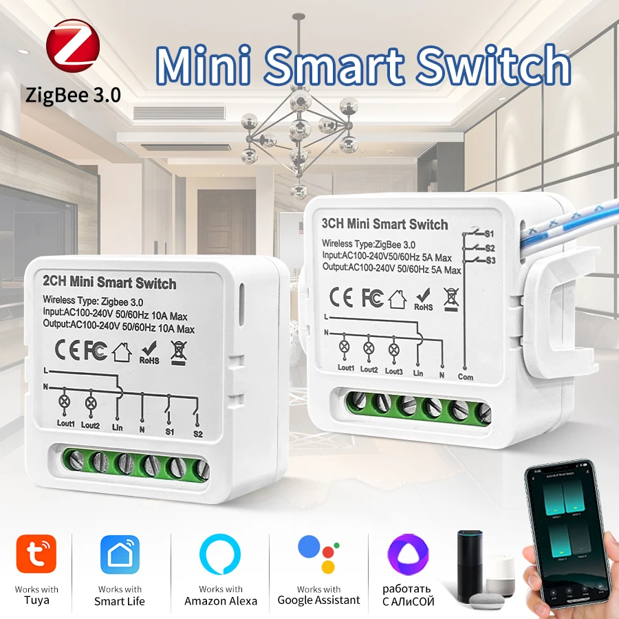 

1/2/3 Gang Tuya Smart Light Switch Module Zigbee 3.0 Smart Life для Alexa Google Home Yandex DIY Remote Breaker Задержка 100-240 В