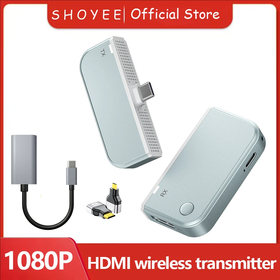 50M Type C HDMI-Compatible Wireless Video Transmitter Receiver Extender Adapter TV Stick Dongle for Laptop PC Phone TV Monitor