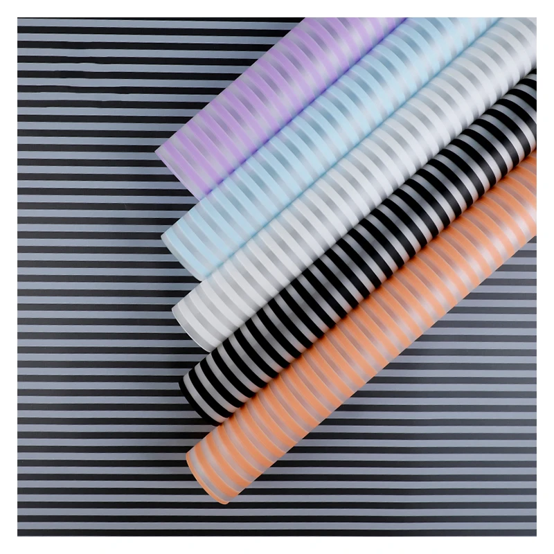 20 Sheets Flower Wrapping Stripe Paper Transparent Cellophane Waterproof Rose Decorative Paper