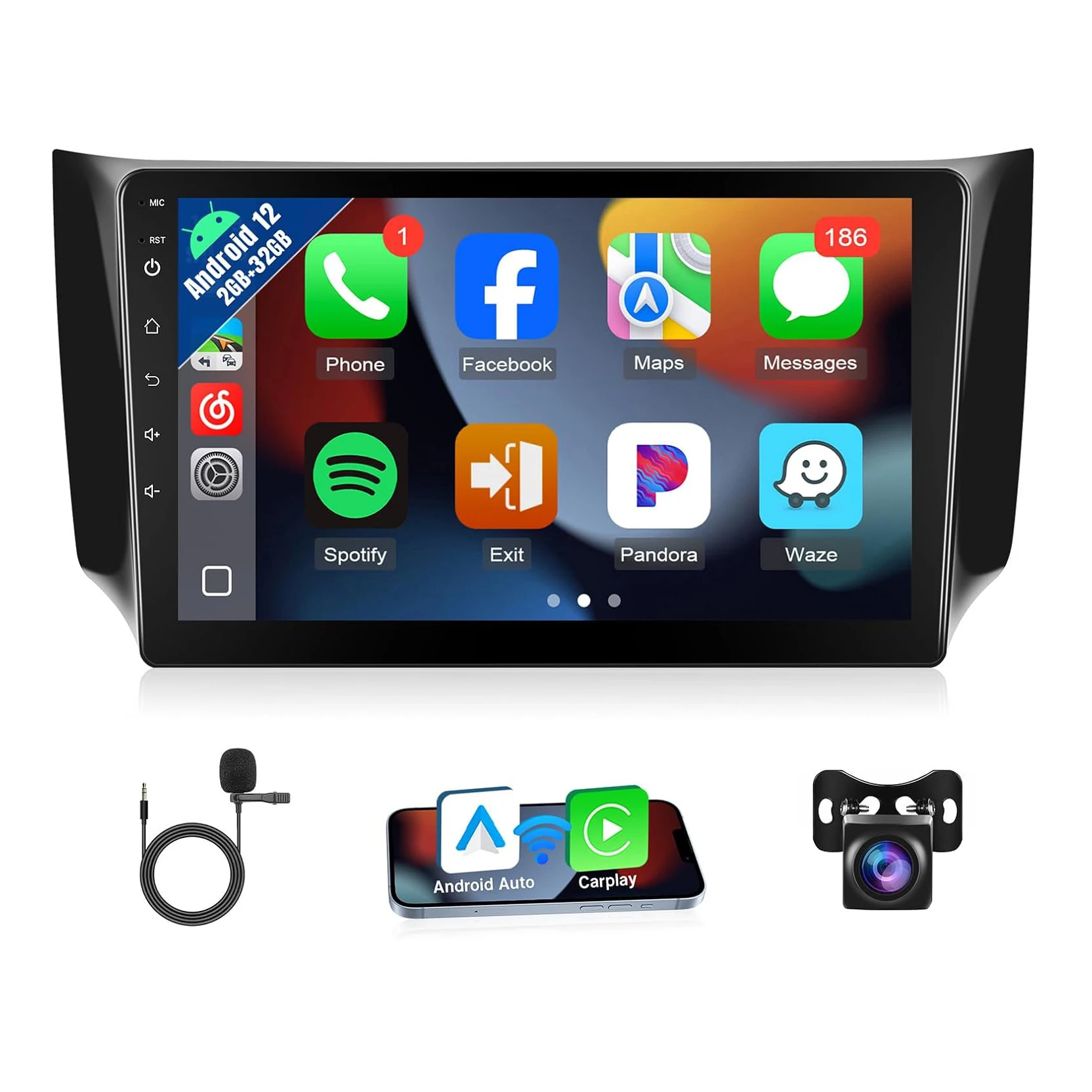 9inch IPS Touch Screen for Nissan Sentra Head Unit with Carplay Android Auto Bluetooth GPS WiFi SWC Camera