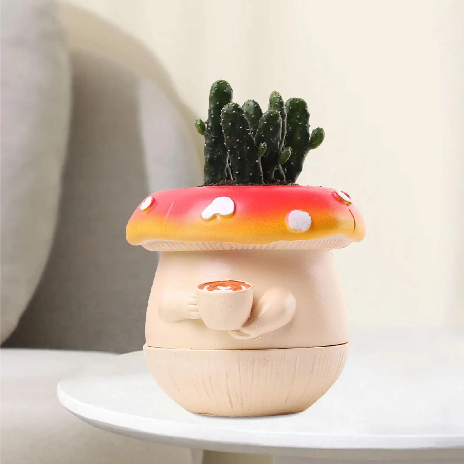 Mushroom Figurine Flower Pot Small Flowerpot for Office Shelf Indoor Outdoor