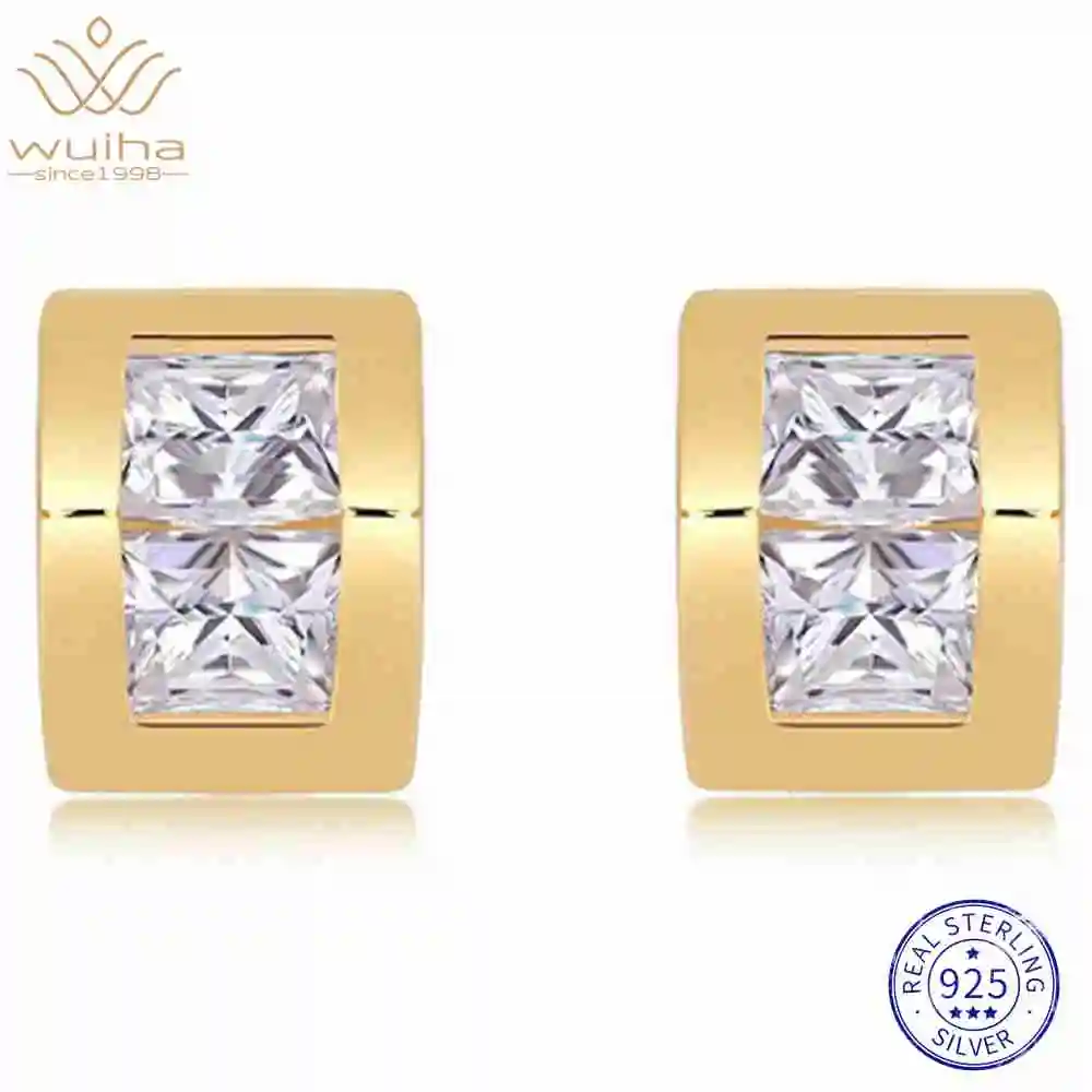 WUIHA 100% 925 Sterling Silver VVS D Color 4 * 4 MM Real GRA Moissanite Diamonds Studs Earrings Fine Jewelry Pass Test Wholesale