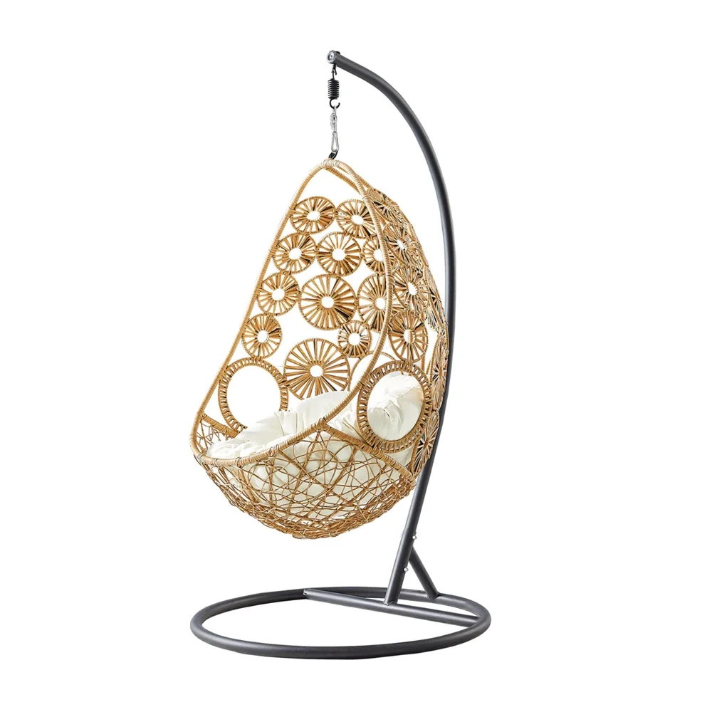 high quality courtyard PE rattan hanging basket egg chair swing