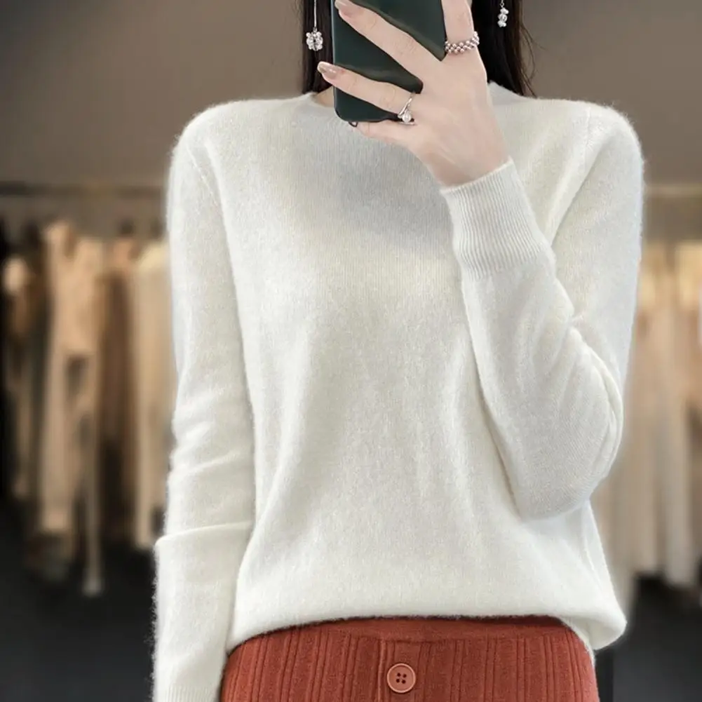 النسخة الكورية بلون لطيف فضفاض البلوز سترة، المرأة الخريف/الشتاء جولة الرقبة طويلة الأكمام متماسكة سترة البلوز #5