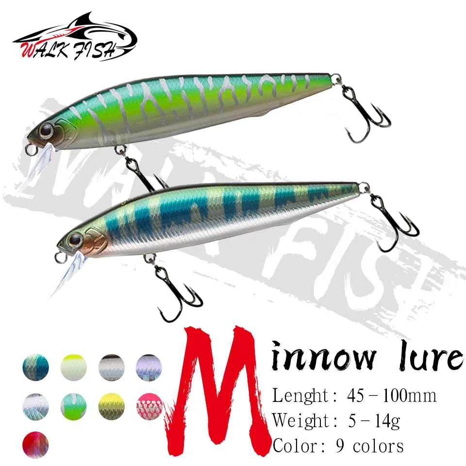 WALK FISH 1PCS Sinking Minow 5-14g Jerkbait Fishing Lure Cast Deep Bait Crank Wobbler Pesca Professional Gravity Balance System