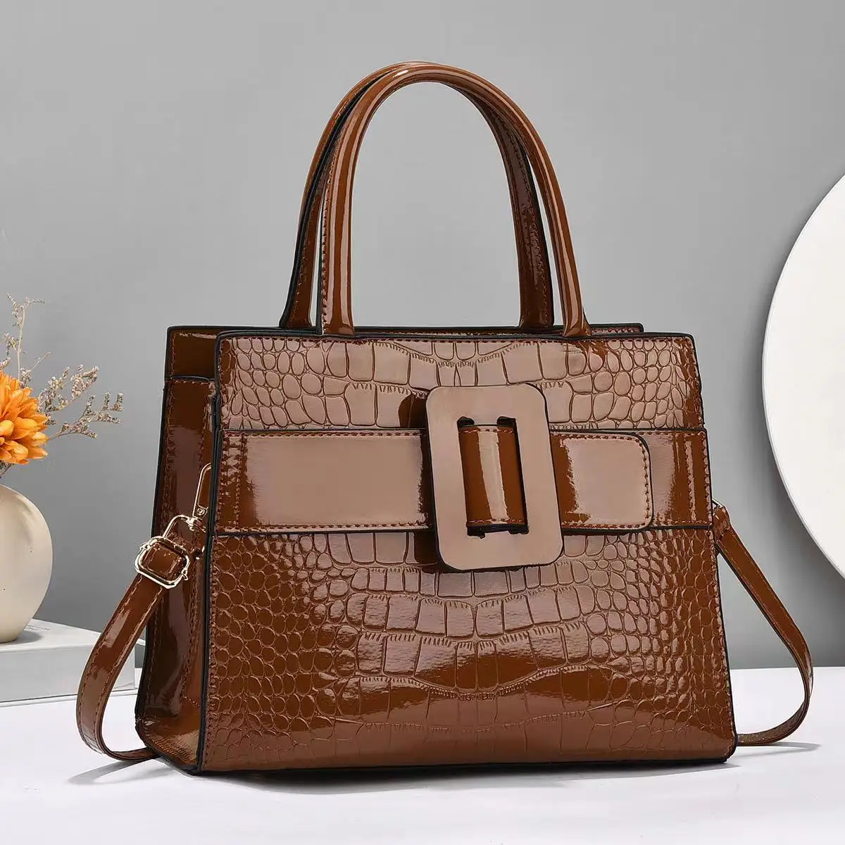 

2025 New Glossy Stone-Textured Tote Bag for Women, Convertible Top Handle Shoulder Crossbody, Very Oversized and Chic​